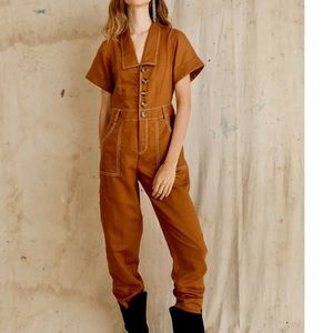 Lazuli linen jumpsuit light brown